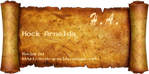Hock Arnolda névjegykártya